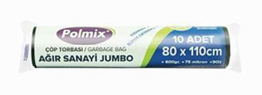 Çöp Torbası Polmix Ağır Sanayi 600 Gram 80X110 Siyah 1 Koli