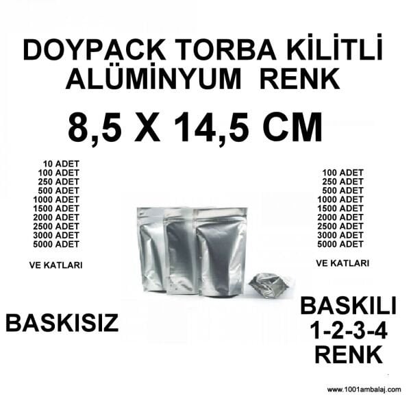 8,5X14,5 Cm Alüminyum Renk Doypack Torba /01/
