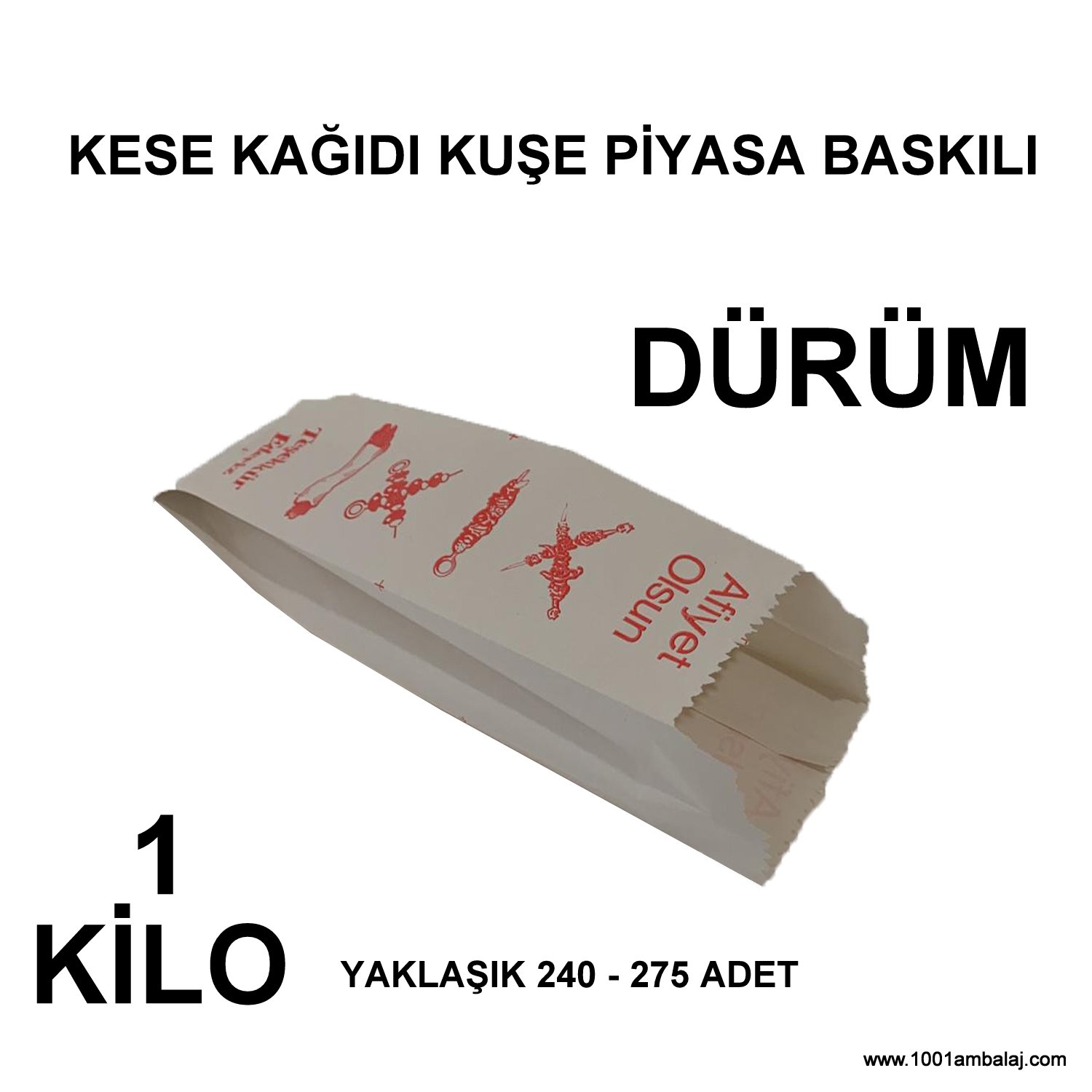 Kese Kağıdı Kuşe Piyasa Baskılı Dürüm 1 Kilo