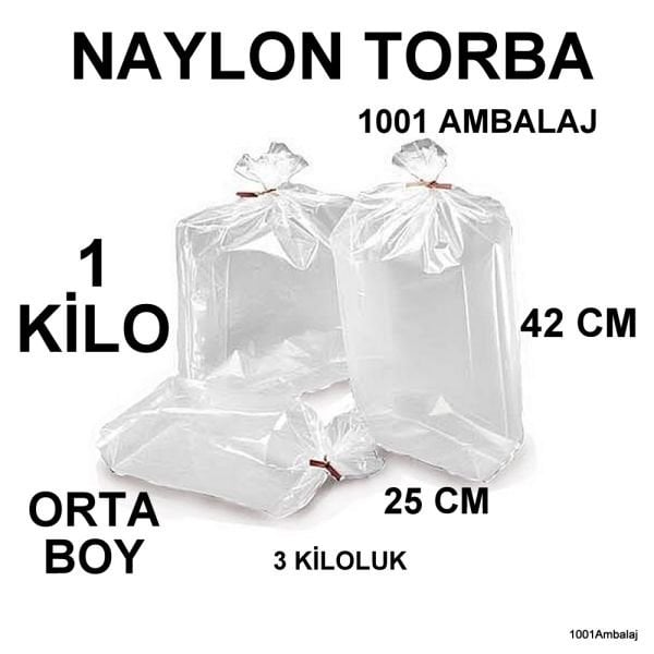 Naylon Torba 25X42 Cm (3 Kiloluk) Bakkaliye Torbası 1 Kilo