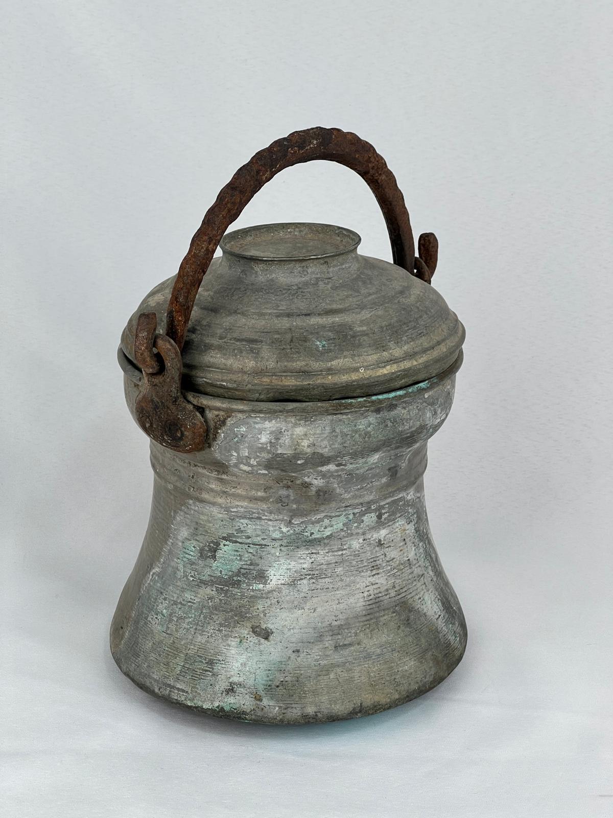 Antika Bakır Bakraç Ölçü Çap 18 Cm H 23 Cm