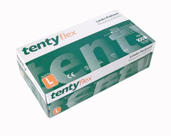 Eldiven Tenty Pudrasiz Latex Büyük Boy Beyaz Eldiven 1 Paket