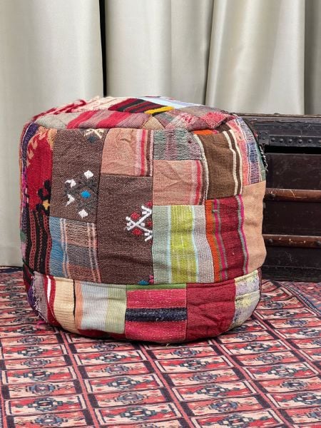 Nostaljik Kilim Puf Ölçü Çap 45 Cm Yükseklik 42 Cm