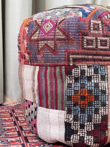 Nostaljik Kilim Puf Ölçü Çap 45 Cm Yükseklik 42 Cm