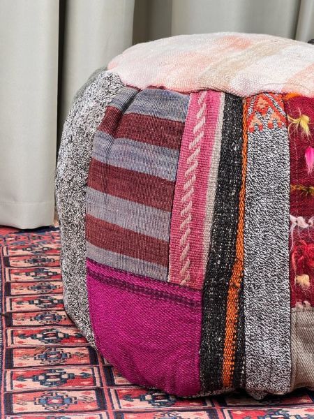 Nostaljik Kilim Puf Ölçü Çap 45 Cm Yükseklik 42 Cm
