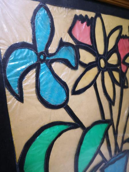 Ahşap Çerçeveli El Yapimi Vitray Çalişmasi Aoa Ölçü 52X38Cm