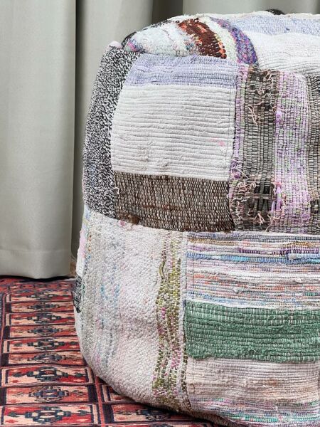 Nostaljik Kilim Puf Ölçü Çap 45 Cm Yükseklik 42 Cm