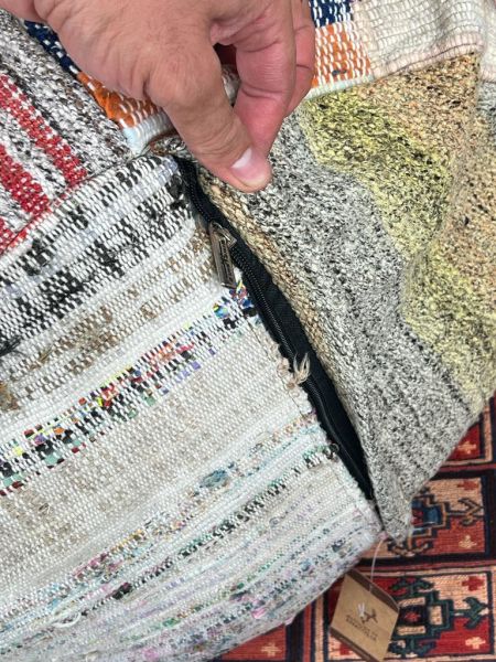 Nostaljik Kilim Puf Ölçü Çap 45 Cm Yükseklik 42 Cm