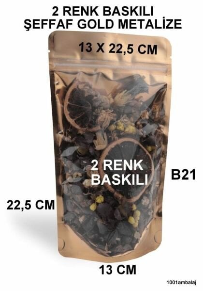 13X22,5 Cm Gold-Metalize Renk Doypack Torba /50/ 2 RENK BASKILI------ - (31)-20.000 ADET  FİYAT ALIN !