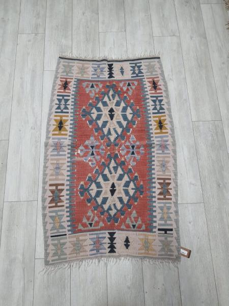 El Dokumasi Anadolu Motif Kök Boya Yün Kilim Aoa Ölçü 82X134Cm