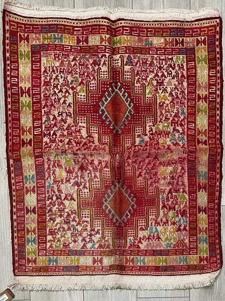 İran El Dokuma İpek Sumak Halı Aoa Ölçü 95X76Cm