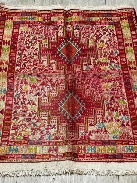 İran El Dokuma İpek Sumak Halı Aoa Ölçü 95X76Cm