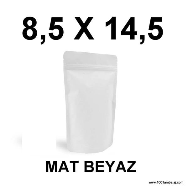 8,5X14,5 Cm Mat Beyaz Renk Doypack Torba /15/