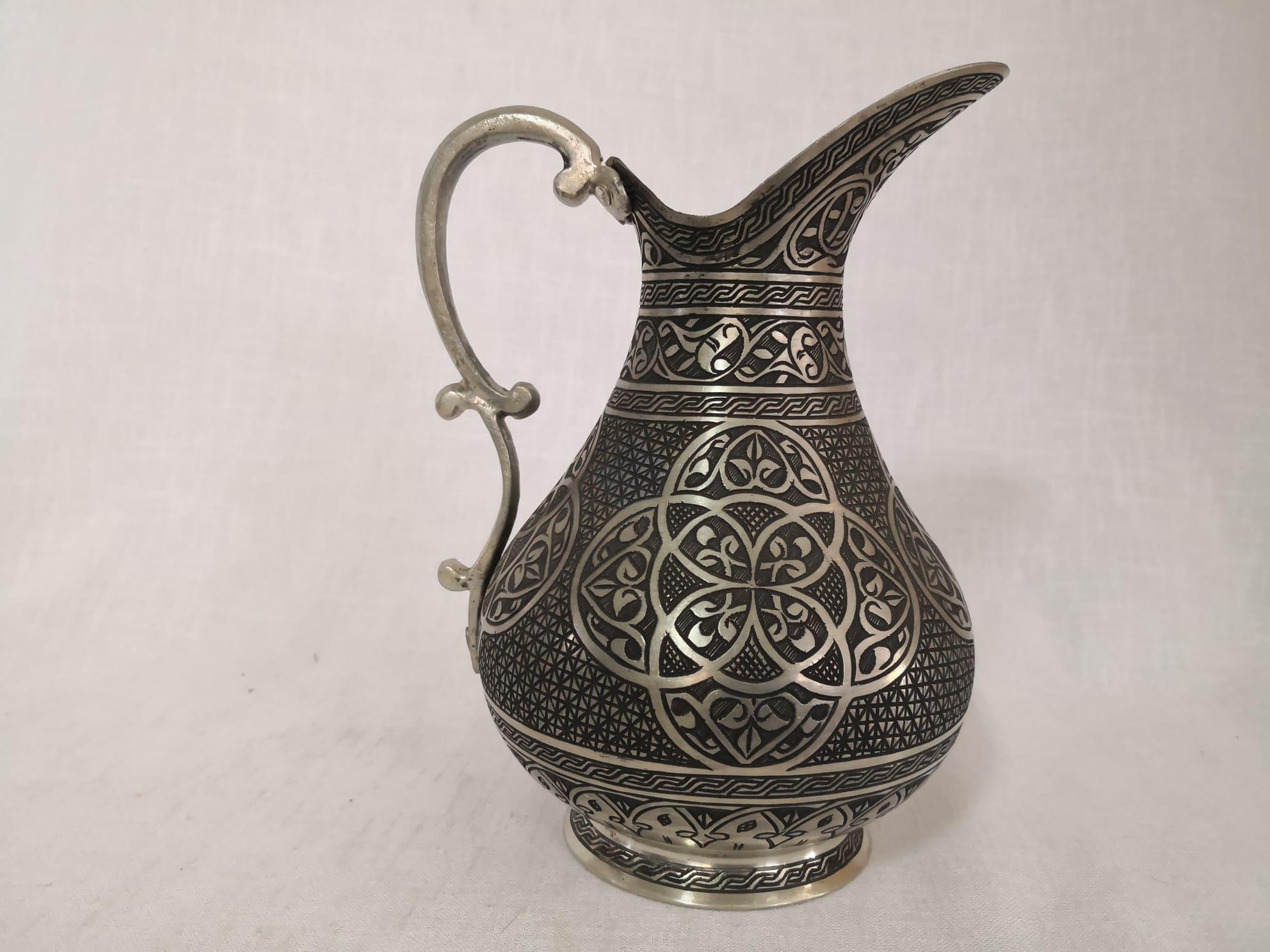 Muhteşem İşlemeli Bakır Sürahi Aoa Ölçü 15X15Cm 24Cm Yüksekliği