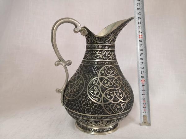 Muhteşem İşlemeli Bakır Sürahi Aoa Ölçü 15X15Cm 24Cm Yüksekliği