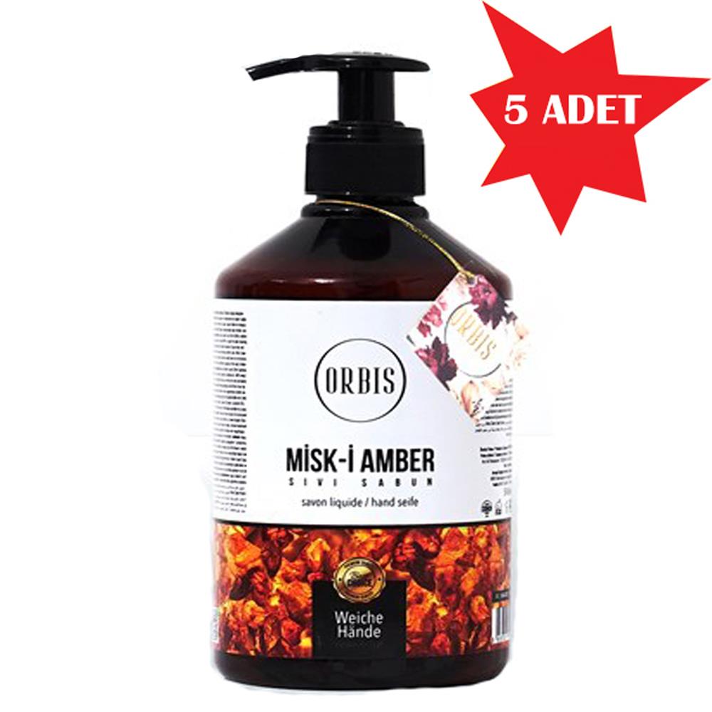 Sivi El Sabun 500 Ml Misk-İ Amber Orbis 5 Adet