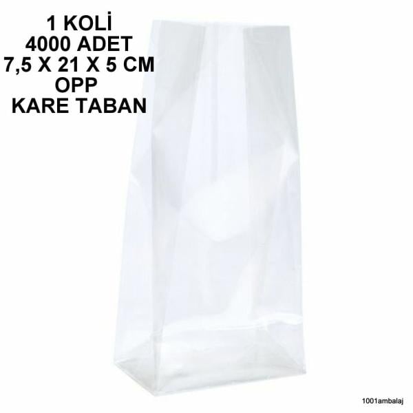 Opp Torba 7,5X21X5 Cm Yandan Körüklü Kare Tabanli Şeffaf 1 Koli 4.000 Adet