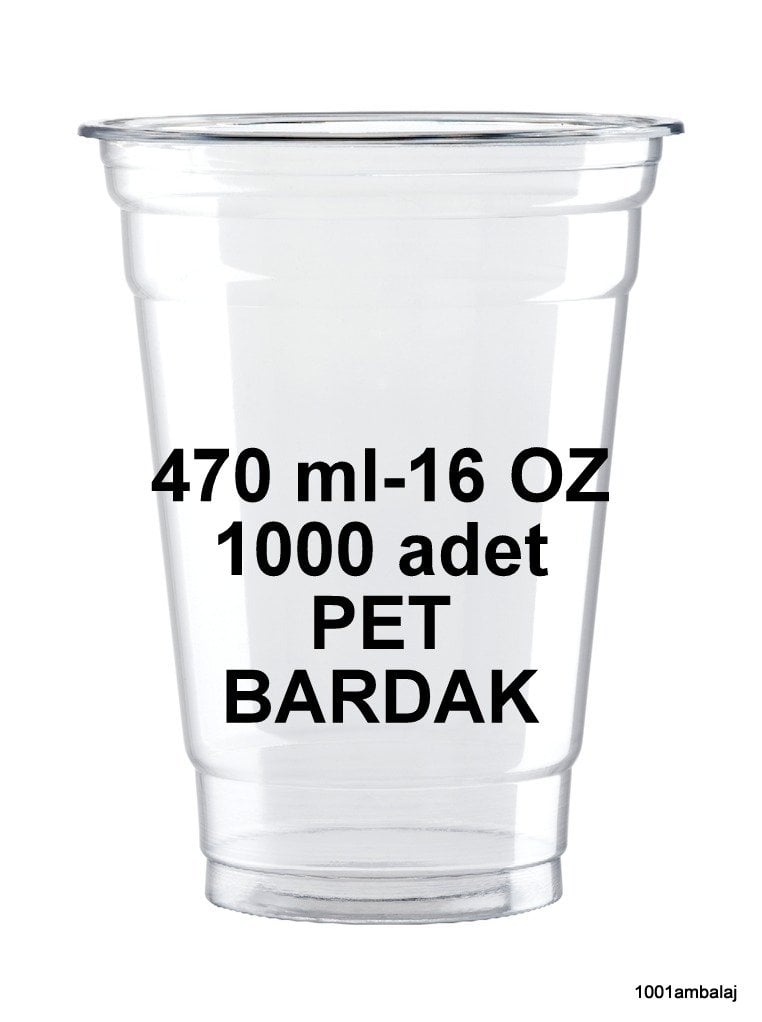 Plastik Bardak 470 Ml 16 Oz 1 Koli 1000 Adet Şeffaf