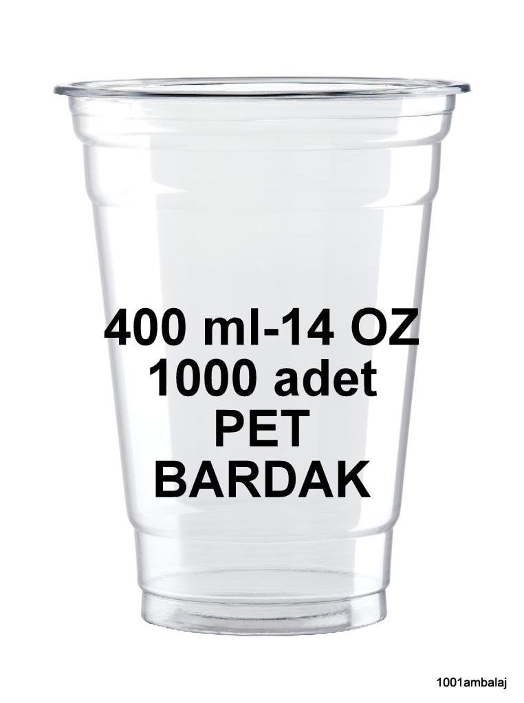 Plastik Bardak 400 Ml 14 Oz 1 Koli 1000 Adet Şeffaf