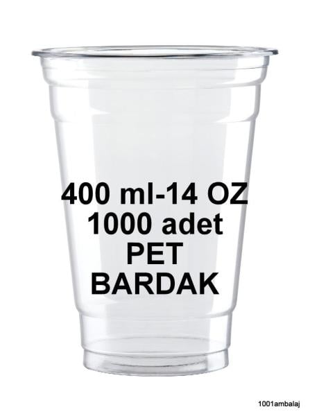 Plastik Bardak 400 Ml 14 Oz 1 Koli 1000 Adet Şeffaf