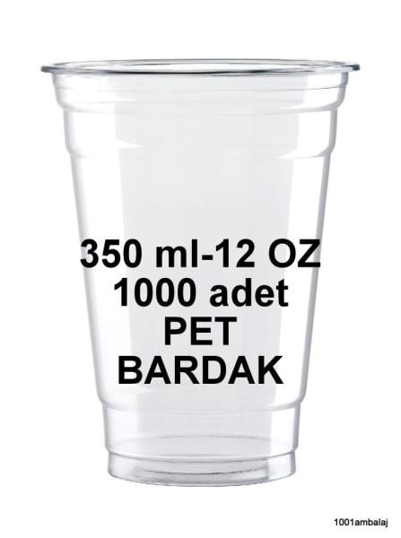 Plastik Bardak 350 Ml 12 Oz 1 Koli 1000 Adet Şeffaf