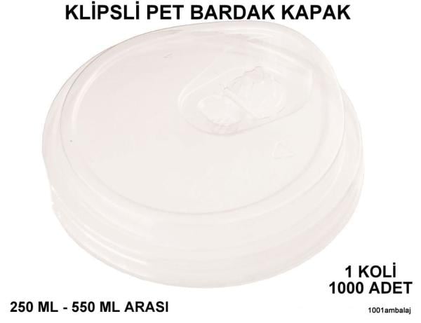 Bardak Kapağı Düz Klipsli Plastik Şeffaf 8 Oz - 18 Oz Arasi / 95 Çap / 1 Koli 1000 Adet