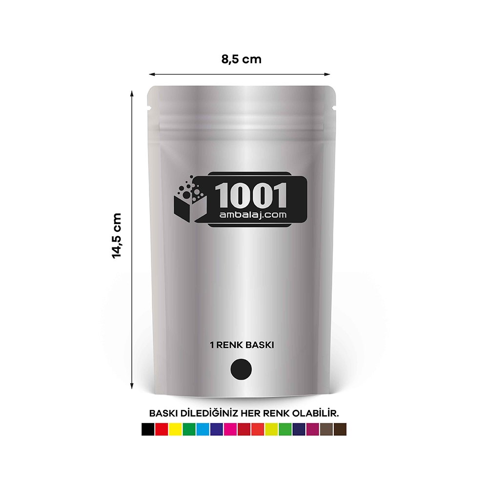 8,5X14,5 Cm 1 Baskılı Alüminyum Renkli Tek Taraf Tek Renk Doypack Torba 50 Gr /01/