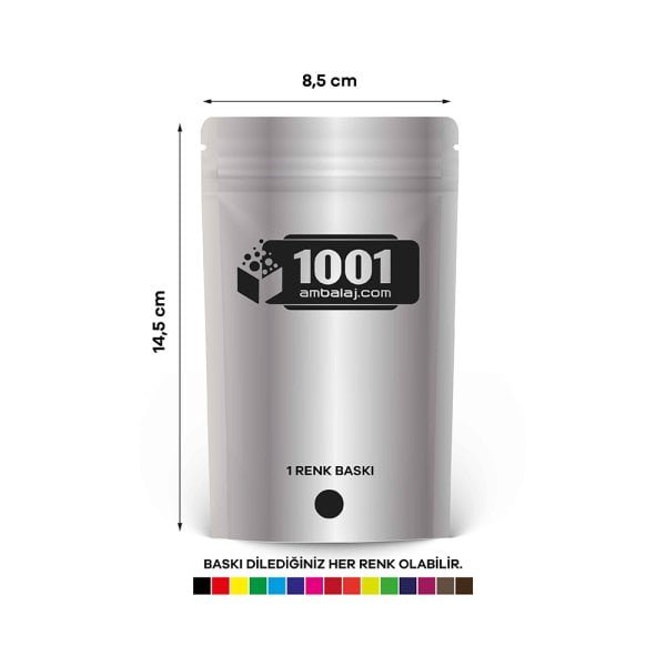 8,5X14,5 Cm 1 Baskılı Alüminyum Renkli Tek Taraf Tek Renk Doypack Torba 50 Gr /01/