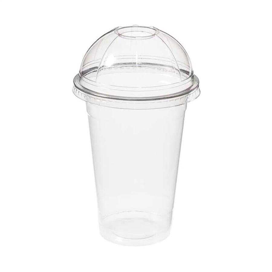 Plastik Bardak 350 Ml Şeffaf Bombe kapaklı 40 Adet
