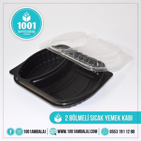 Mikrodalga kabı 2 Bölmeli Yemek kabı Mikrodalga Takim 50 Adet