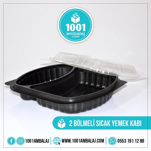 Mikrodalga kabı 2 Bölmeli Yemek kabı Mikrodalga Takim 50 Adet