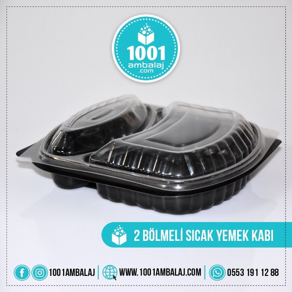 Mikrodalga kabı 2 Bölmeli Yemek kabı Mikrodalga Takim 50 Adet