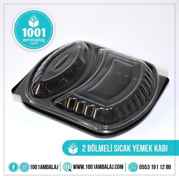 Mikrodalga kabı 2 Bölmeli Yemek kabı Mikrodalga Takim 50 Adet