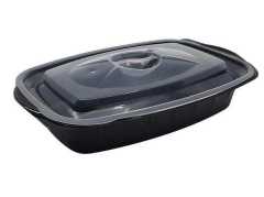 Mikrodalga kabı kapaklı Siyah Oval 750 Gr 50 Adet