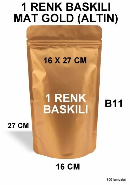 16X27 Cm Mat Gold Renk Doypack Torba /27/