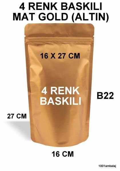 16X27 Cm Mat Gold Renk Doypack Torba /27/