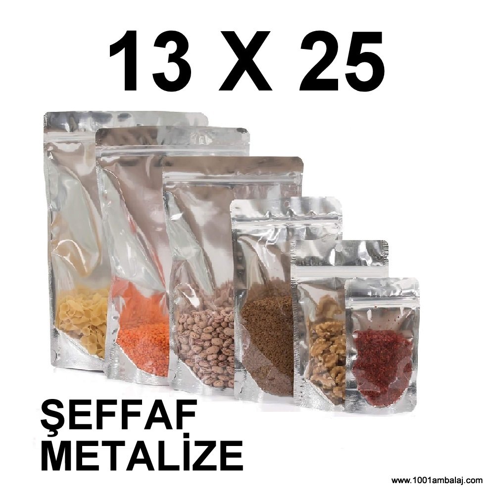 13X22,5 Cm Şeffaf Metalize Renk Doypack Torba /55/