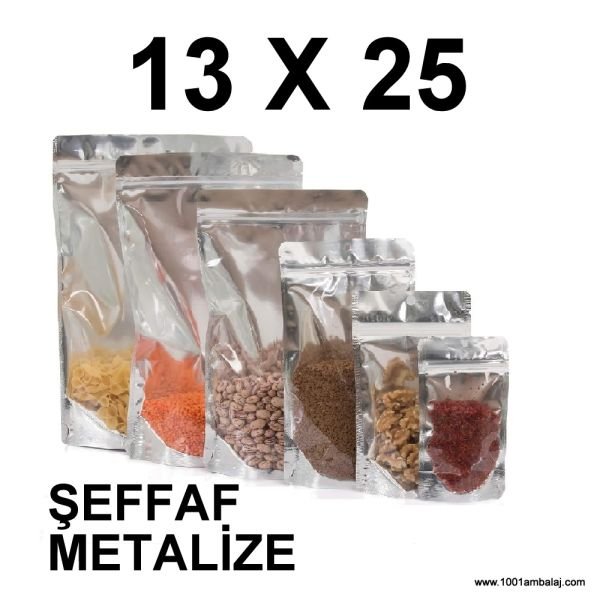 13X22,5 Cm Şeffaf Metalize Renk Doypack Torba /55/