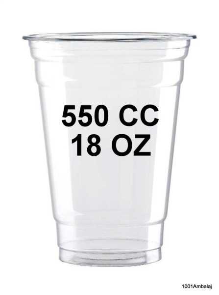 Plastik Bardak 550 Ml 18 Oz 50 Adet Şeffaf