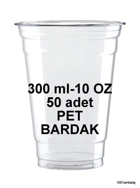 Plastik Bardak 300 Ml 10 Oz 50 Adet Şeffaf