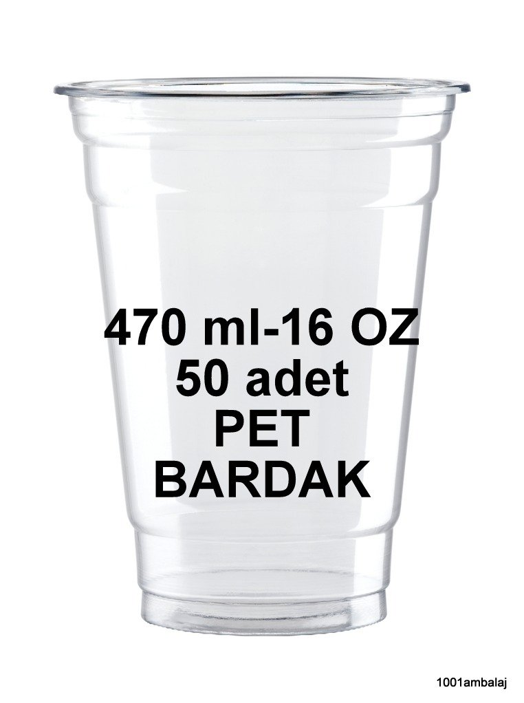 Plastik Bardak 470 Ml 16 Oz 50 Adet Şeffaf