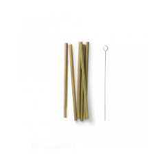 Ahşap Pipet Bambu 19 Cm Çap 7-10 Mm + Temizleme Aparati 5 Li