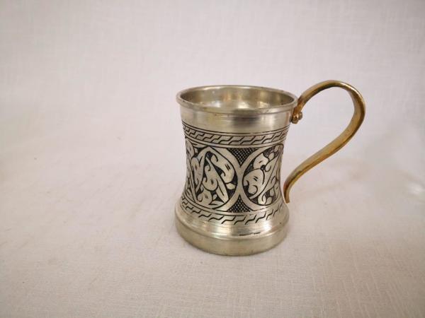 Ağır İşlemeli Bakır Bardak Aoa Ölçü 7,5X8Cm 10Cm Yüksekliği
