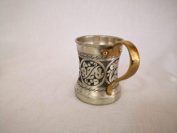 Ağır İşlemeli Bakır Bardak Aoa Ölçü 7,5X8Cm 10Cm Yüksekliği