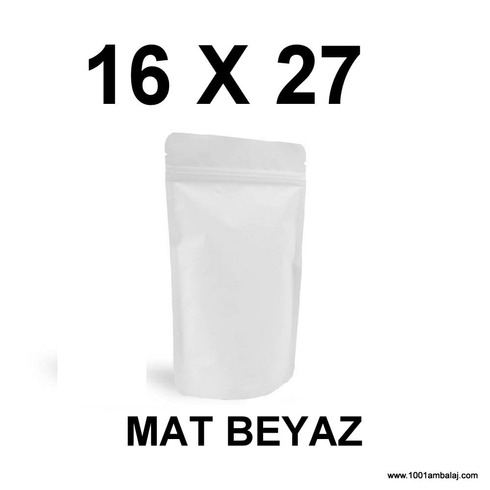16X27 Cm Mat Beyaz Renk Doypack Torba /18/