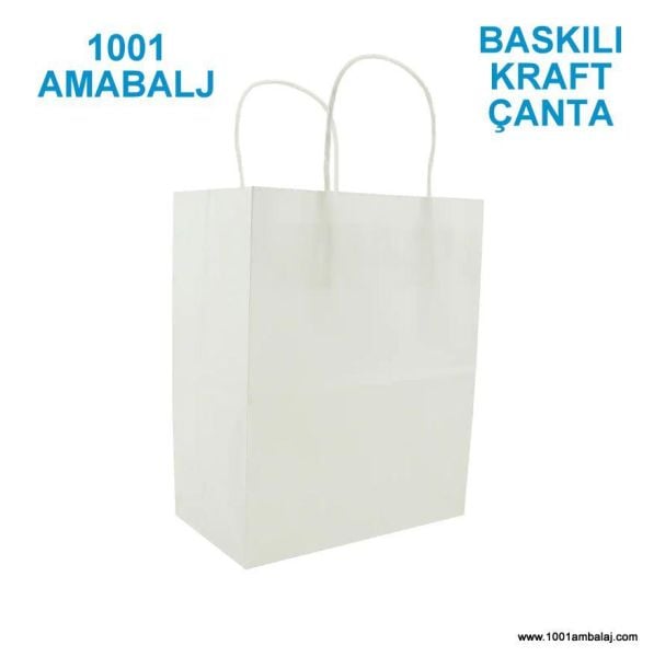 1 Renk Baskılı 50X13X40,5 Cm 110 Gr Kraft kağıt Çanta Beyaz Renk 5.000 ADET