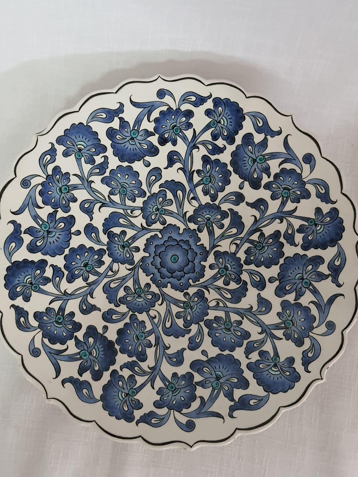 Çini Desen El İşlemeli Seramik Dekor Tabak Aoa Ölçü 30Cm Çapi