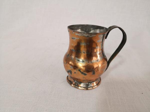 Eskilerden Bakır Kulplu Maşrapa Aoa Ölçü 9X7Cm 9Cm Yüksekliği
