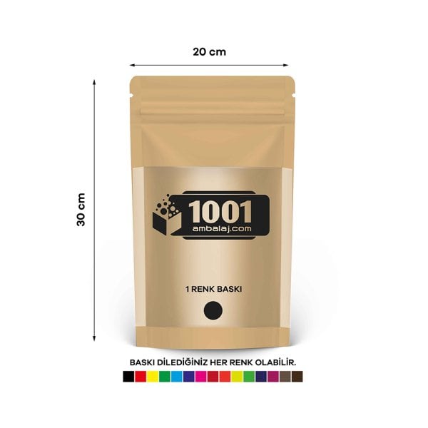 13X22,5 Cm 1 Baskılı Kraft Renkli Geniş Pencereli Tek Taraf Tek Renk Doypack Torba 250 Gr /45/