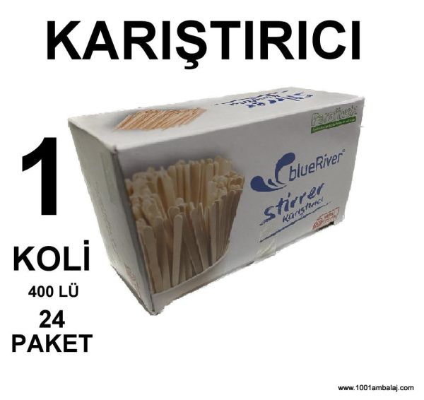 Tahta Çay Kariştirici Ahşap Çay Kariştiricisi kağıtsiz Blue River Parafinsiz (400 Lü 24 Paket) 1 Koli